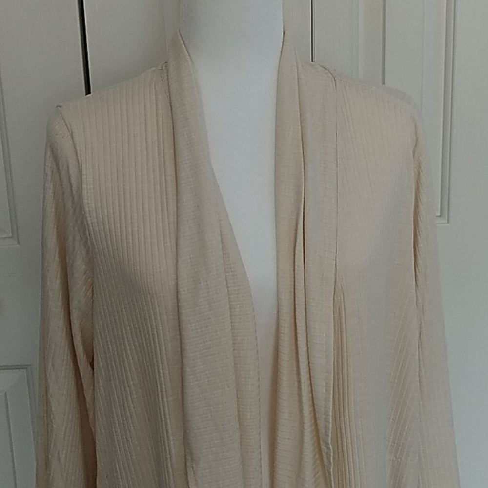Bobeau Oatmeal Open Long Cardigan L - Picture 3 of 8